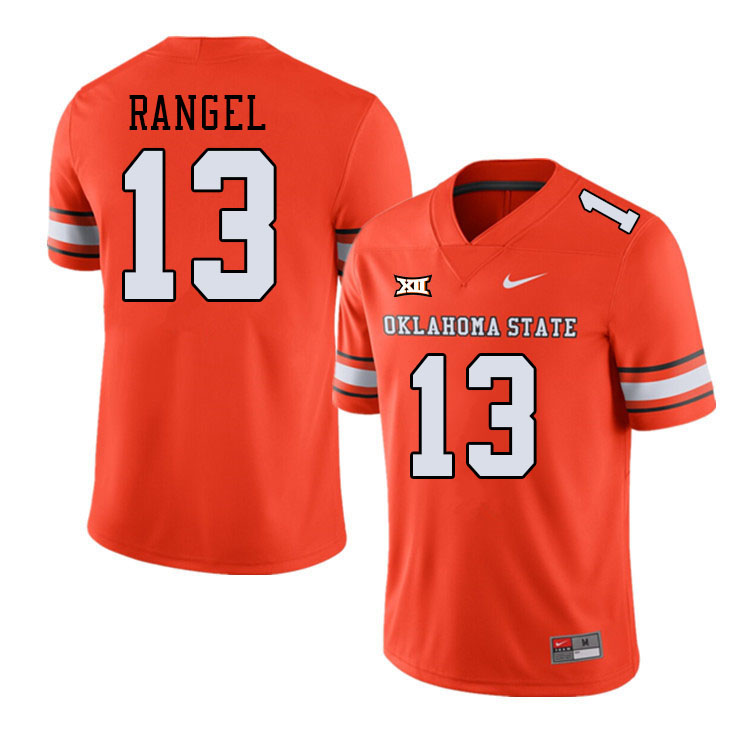 Men #13 Garret Rangel Oklahoma State Cowboys College Football Jerseys Stitched-Alternate Orange - Click Image to Close